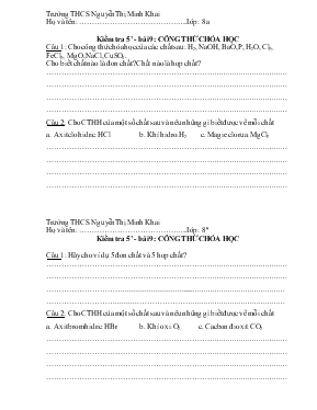Giáo án Bài 9 Công thức hóa học